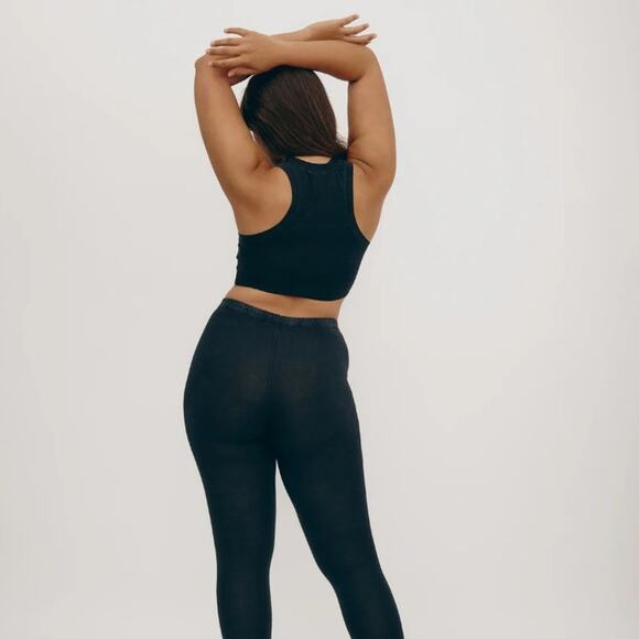 Organic Basics Core Crop Tank Top I Large I Black Racerback Cotton Sustainable - Picture 8 of 8